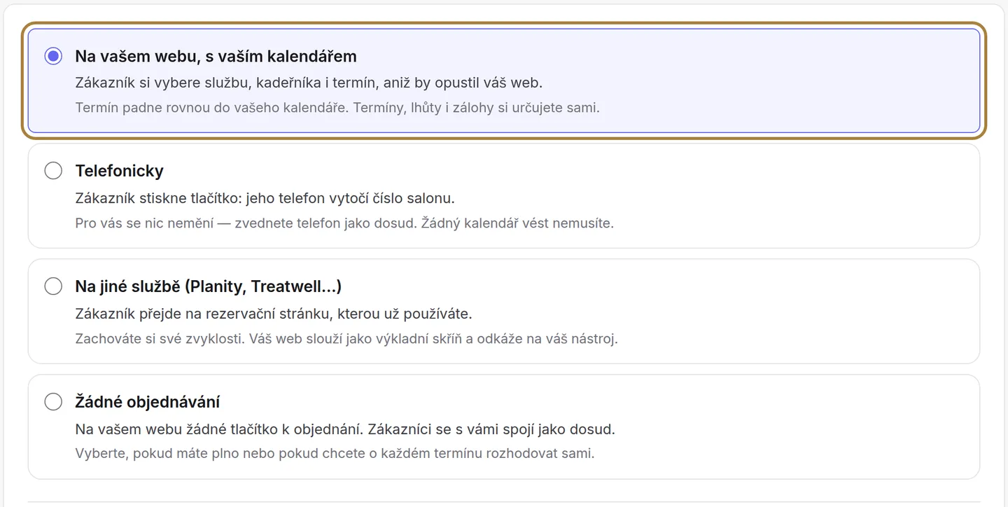 Na vašem webu, s vaším kalendářem.