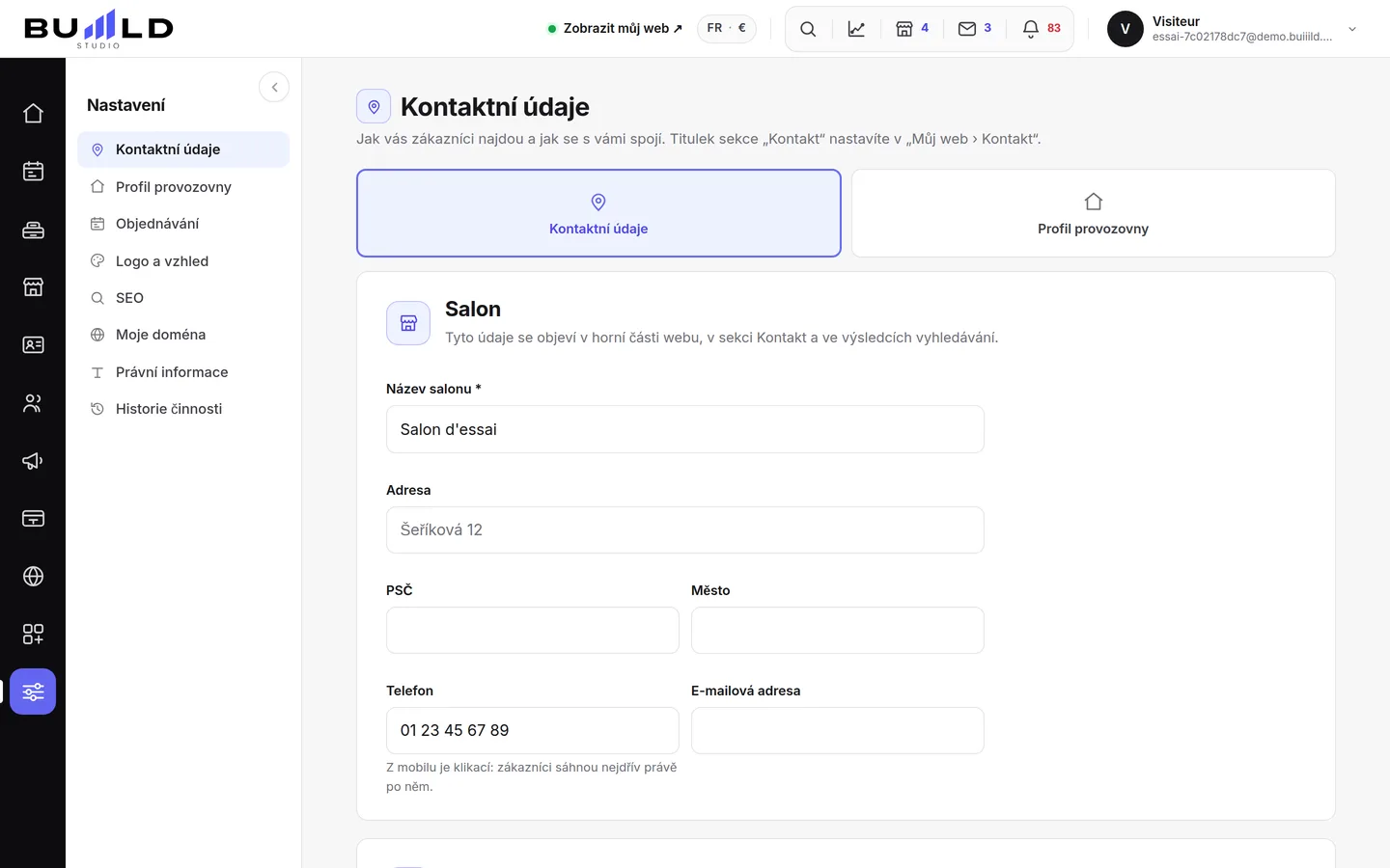 Vaše kontaktní údaje.