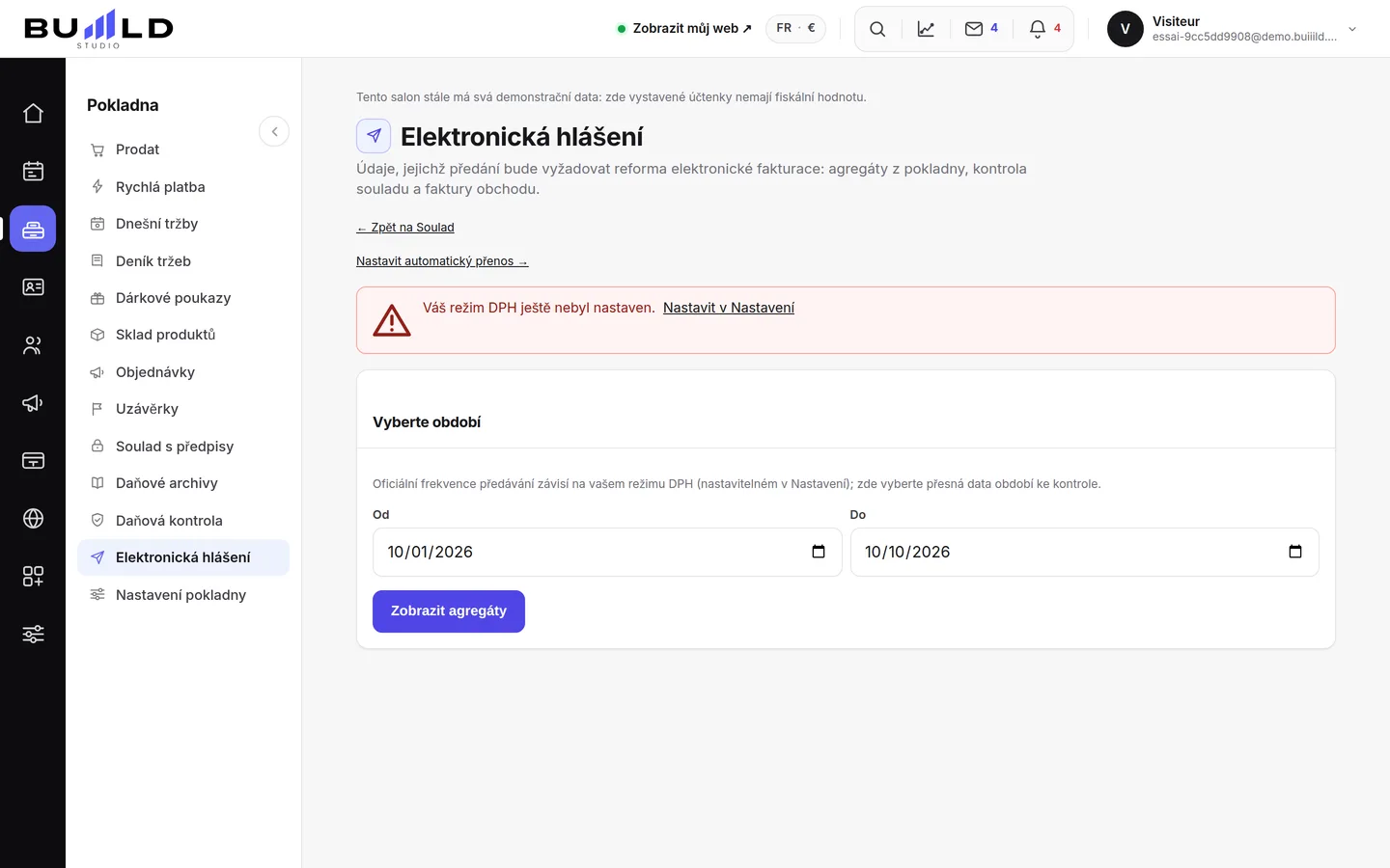 Obrazovka elektronických hlášení. | Buiiild.com
