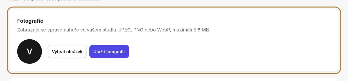 Panel dvoufaktorového ověření, ve vašem účtu.