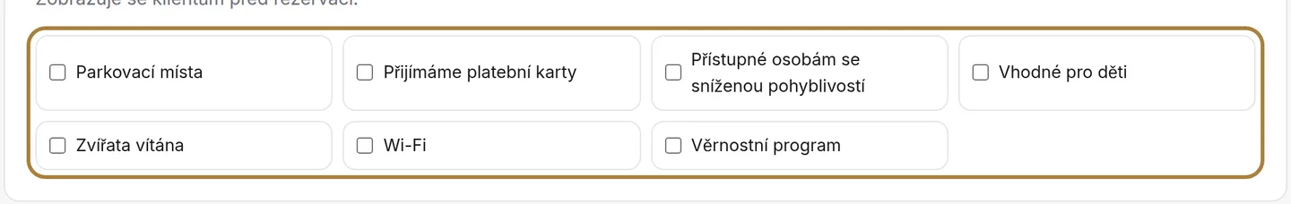 Vaše vybavení: zaškrtněte jen to, co skutečně máte.