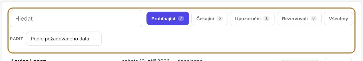 Hledat, filtrovat, řadit.