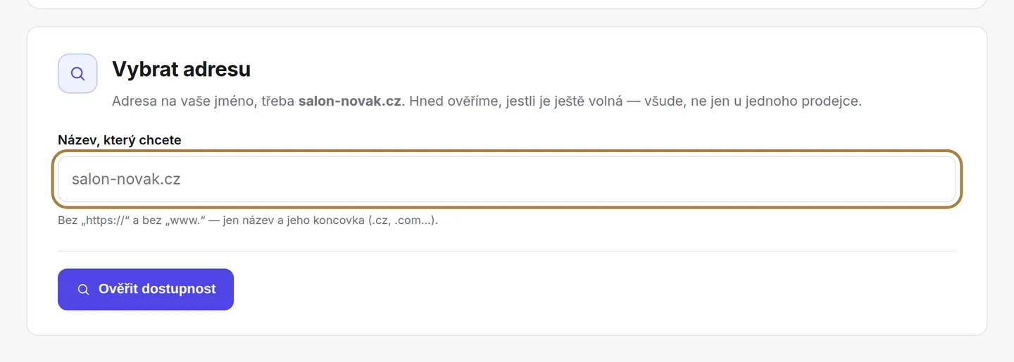 Výběr názvu.