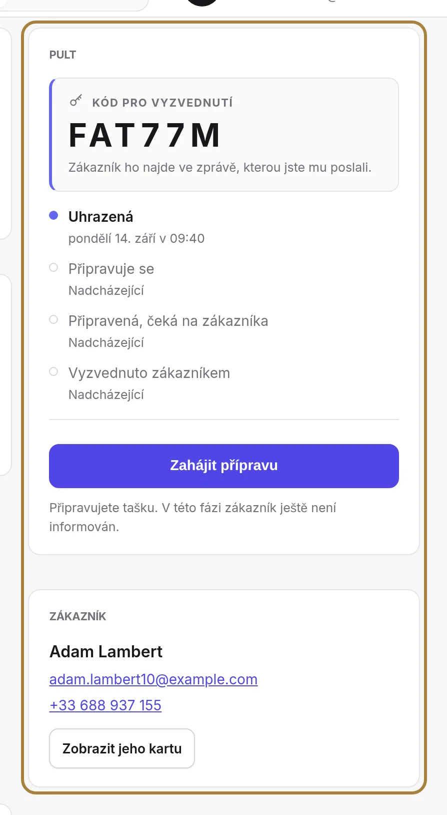 Co je třeba udělat teď: sloupec s úkonem.