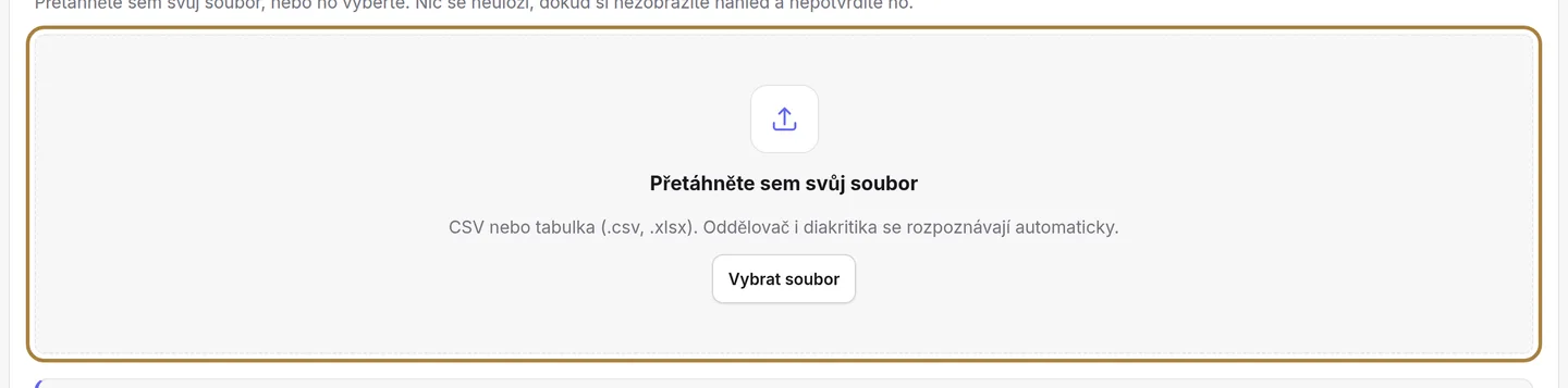 Import katalogu: váš soubor, tak jak je.