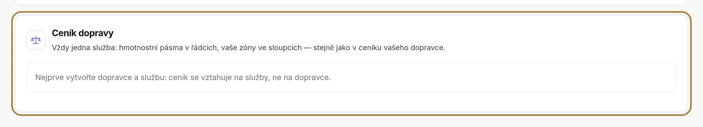 Dopravci: tarifní tabulka podle zóny.