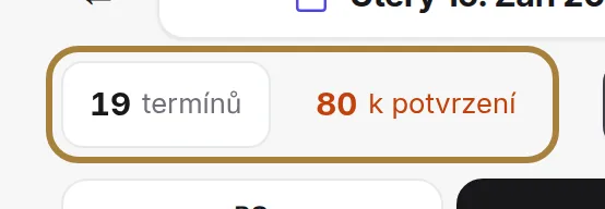 Aktivní rezervace, očekávané tržby a žádosti ke potvrzení.