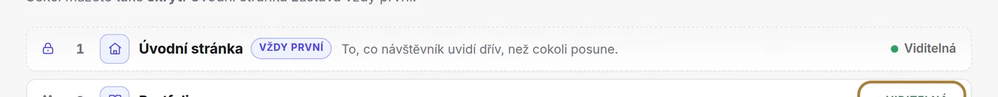 Viditelná, nebo skrytá: bublina říká, zda se sekce na webu zobrazuje.