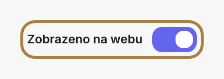 Na každé obrazovce „Můj web“: přepínač, který sekci zobrazí nebo skryje.