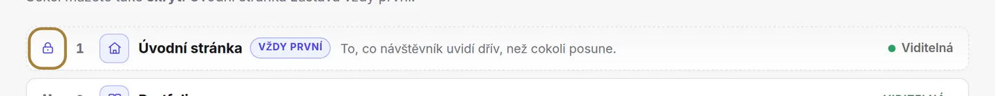Uchopte úchyt a přetáhněte, abyste změnili pořadí.
