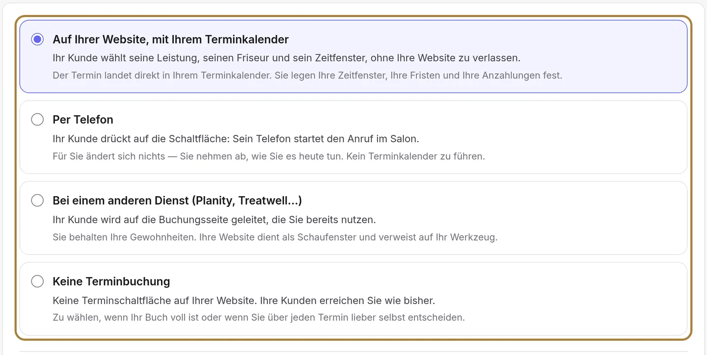 Jede Möglichkeit wird zunächst aus Sicht Ihres Kunden beschrieben, dann danach, was sich für Sie ändert.