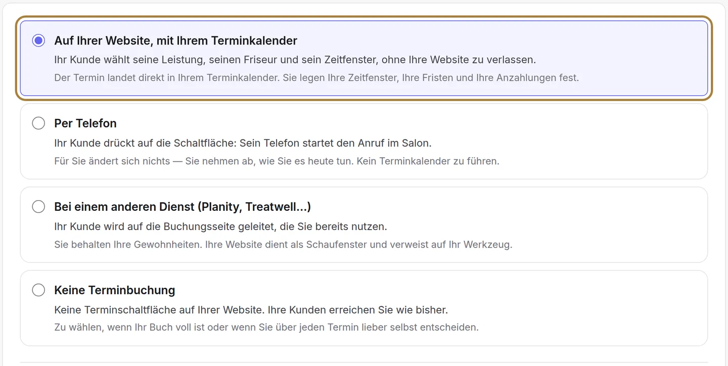 Auf Ihrer Website, mit Ihrem Terminkalender.