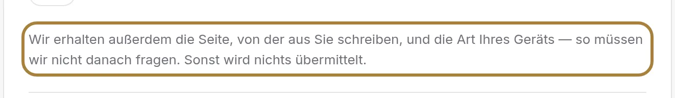 Was wir zusätzlich erhalten: die Seite und das Gerät.