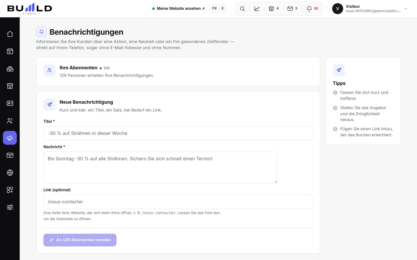 Die Kundenbenachrichtigungen.