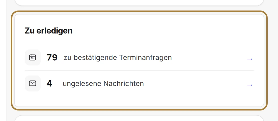 Die Karte „Zu erledigen", wenn etwas ansteht.