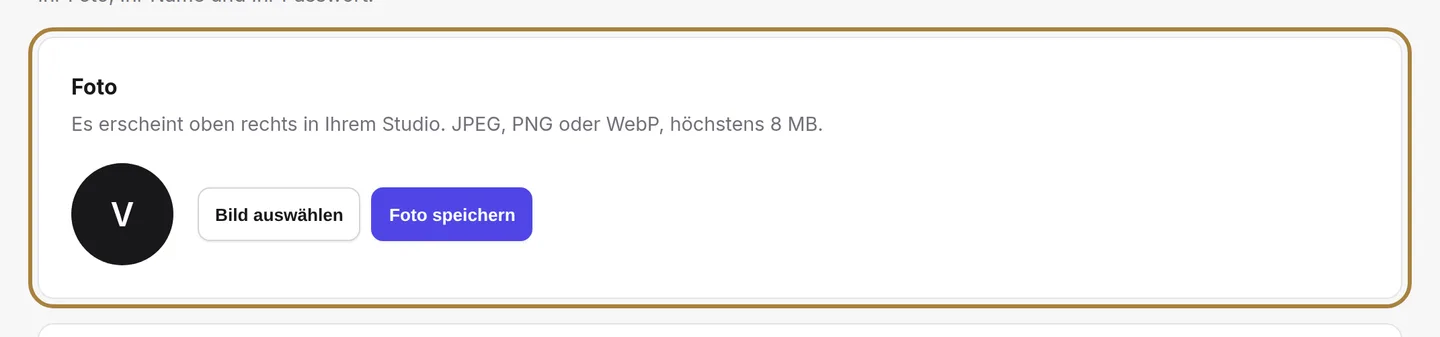 Der Bereich Zwei-Faktor-Authentifizierung, in Ihrem Konto.