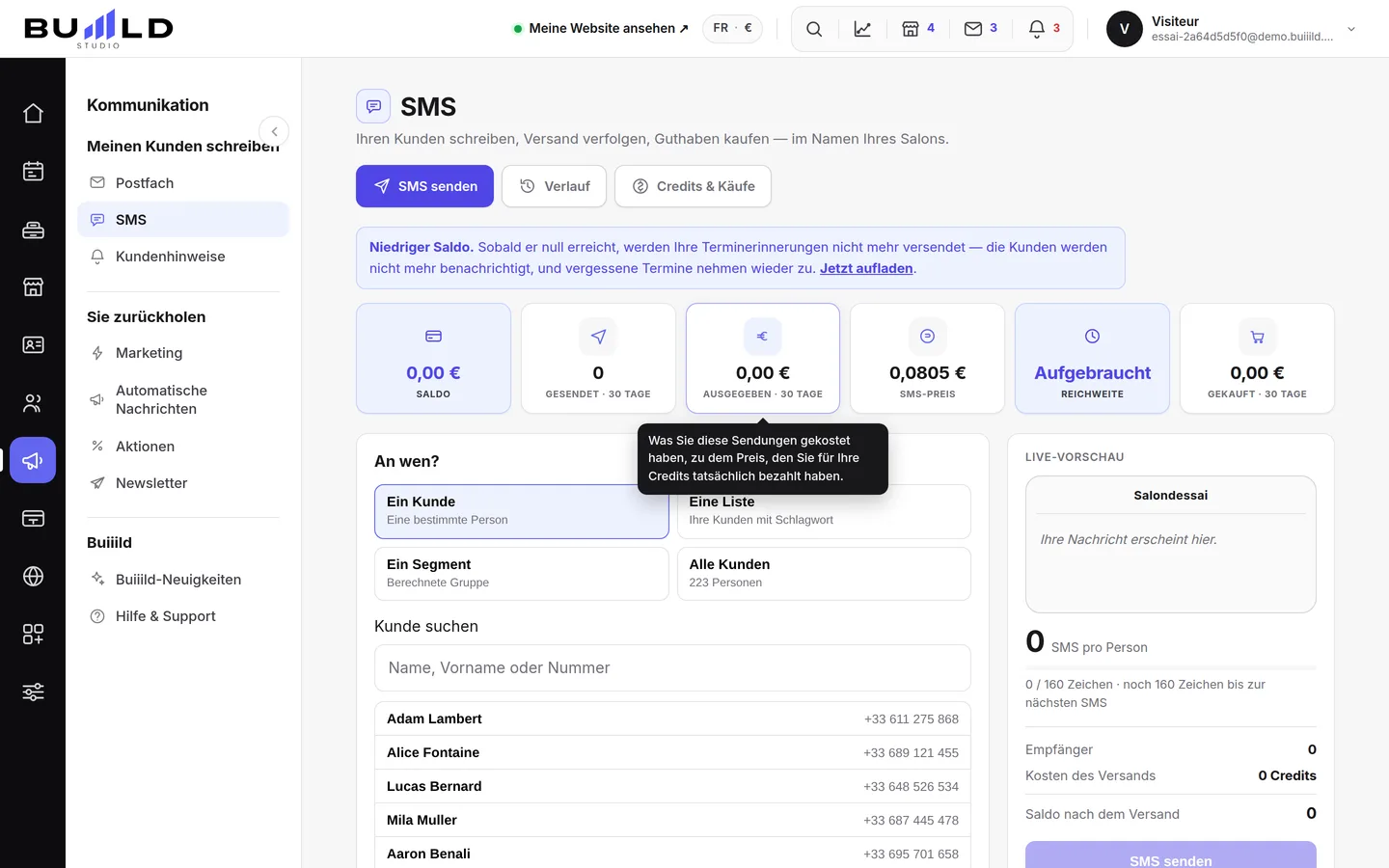 SMS- und E-Mail-Kampagnen | Buiiild.com