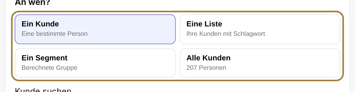 An wen Sie schreiben.