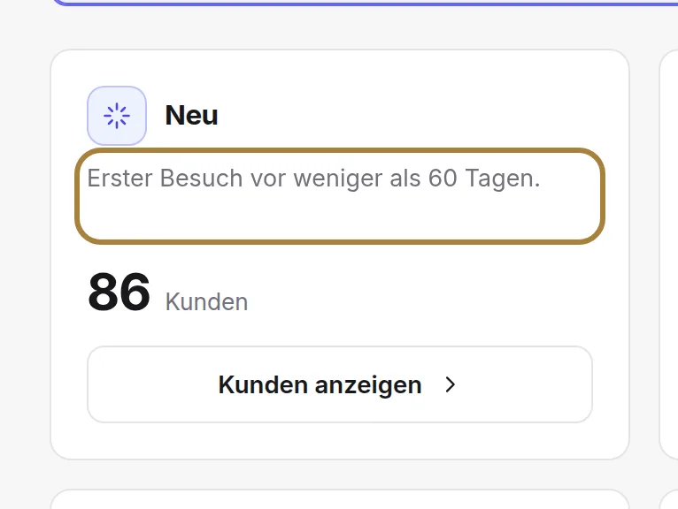 Jede Gruppe zeigt ihre Regel und ihre Tageszahl an.