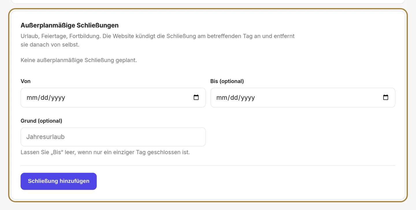 Die außerplanmäßigen Schließungen.