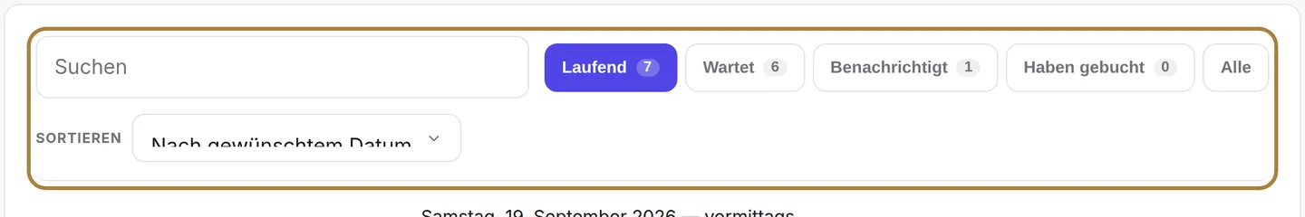 Suchen, filtern, sortieren.