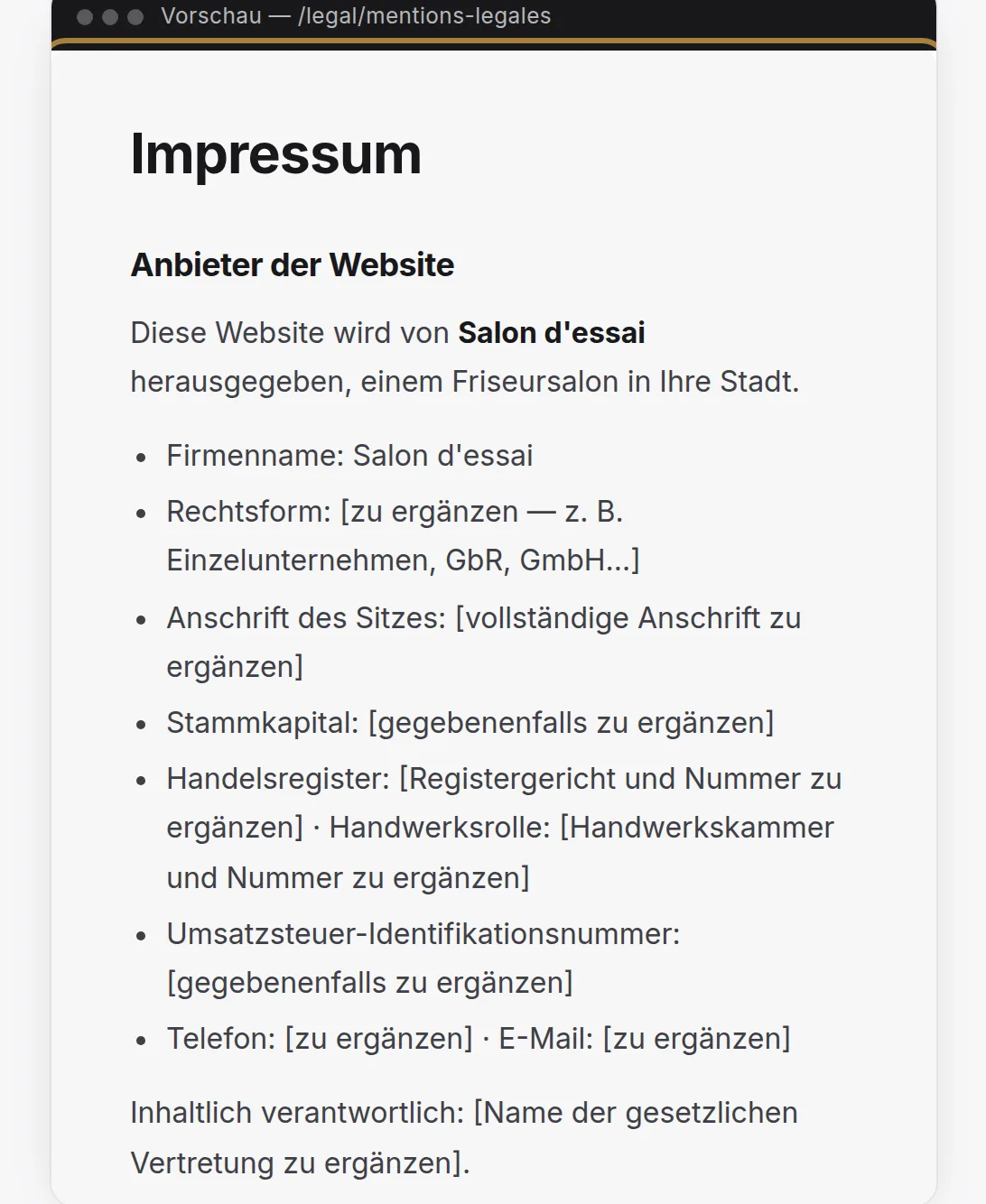 Das Dokument, direkt bearbeitbar.