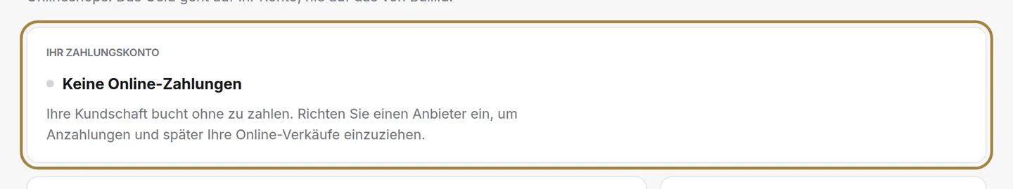 Wo Sie stehen: Solange diese Karte nicht grün ist, kann keine Anzahlung geleistet werden.