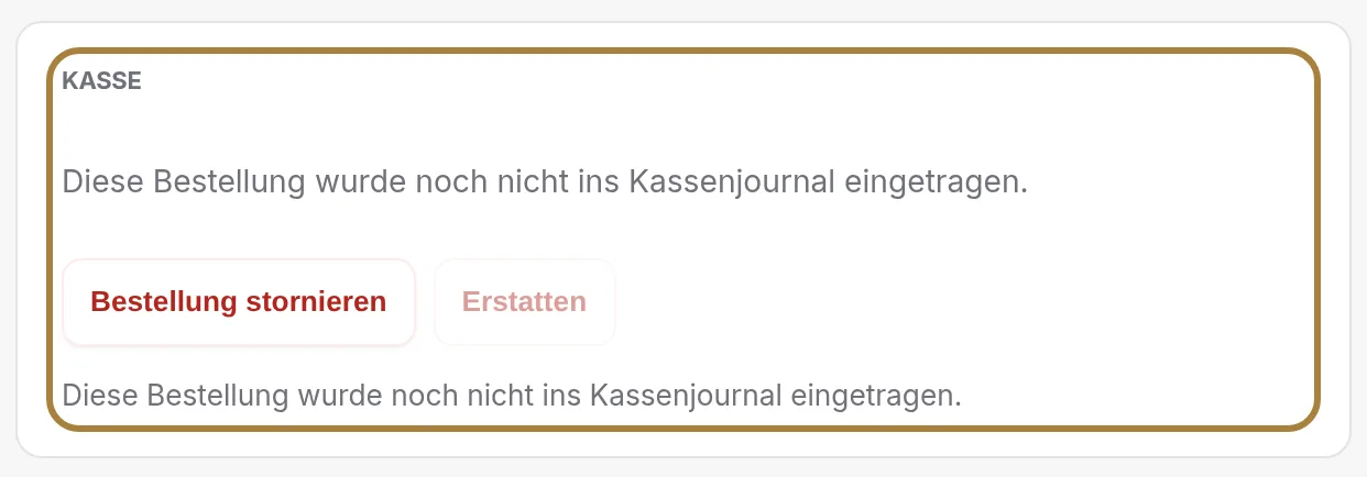 Kassieren oder erstatten.