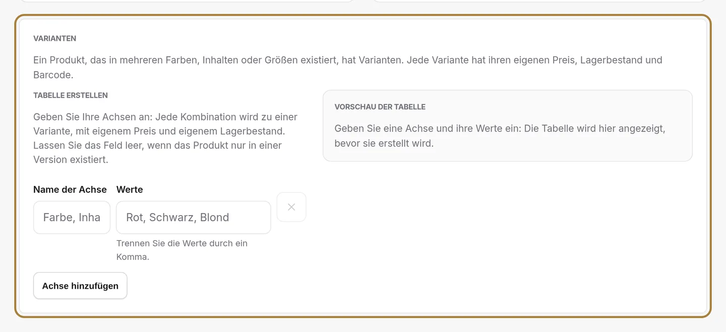 Die Größen und Farbtöne, sofort.