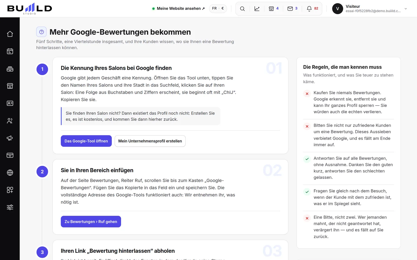 Der Leitfaden „Google-Bewertungen sammeln" des Studios.