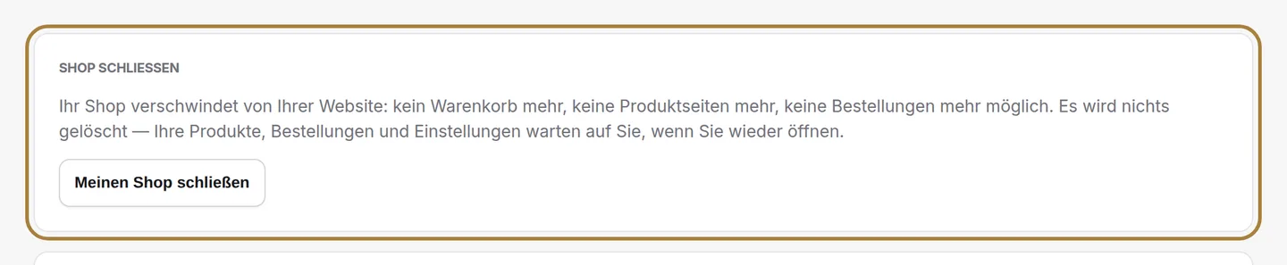 Den Shop schließen.