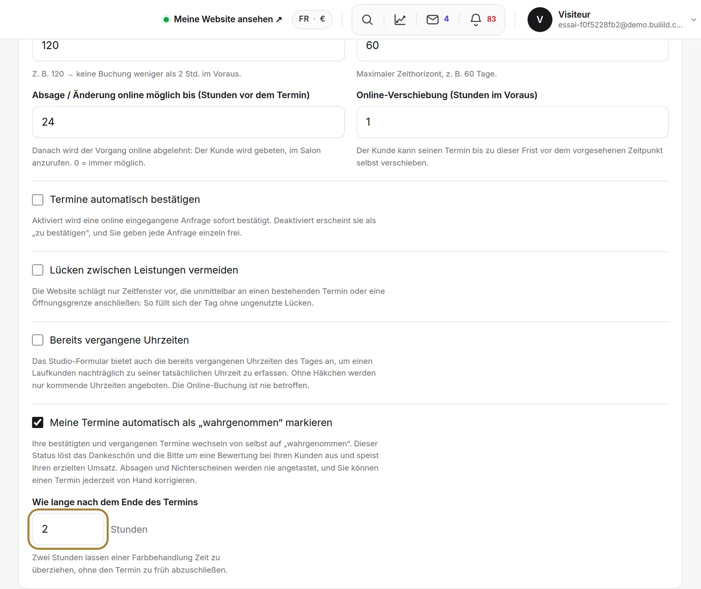 Der automatische Wechsel zu „wahrgenommen".