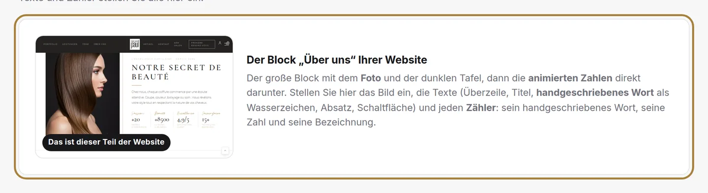 Die Live-Vorschau des Bereichs, nach jedem Speichern aktualisiert.