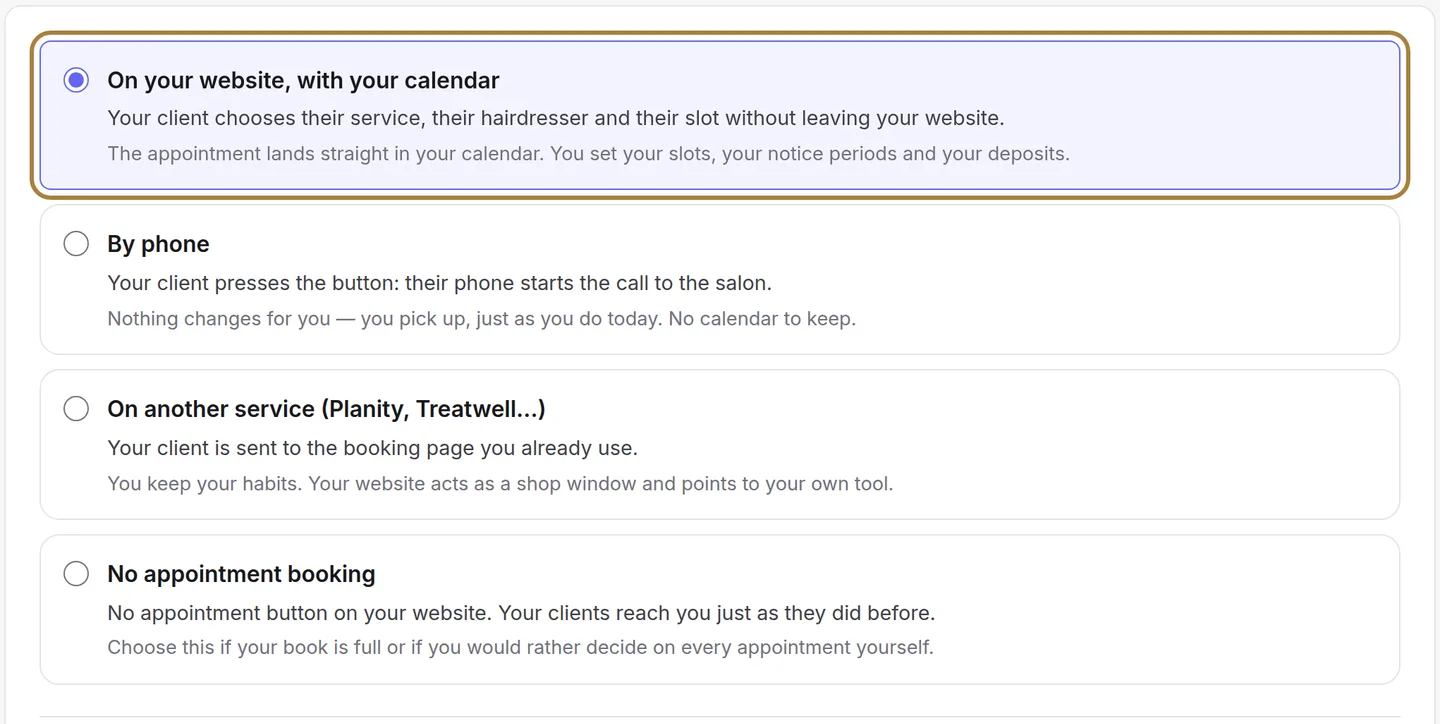 On your site, with your calendar.