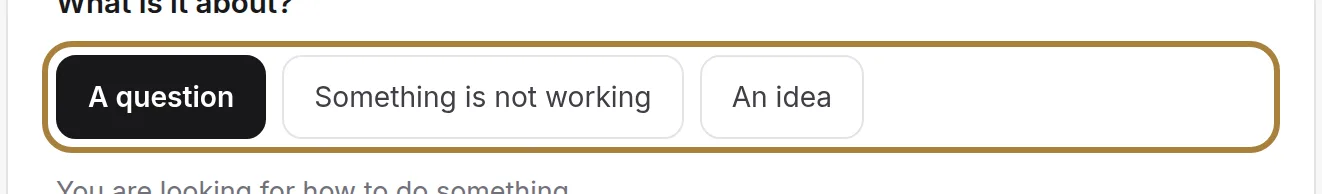 Say first what it's about: question, issue, idea.
