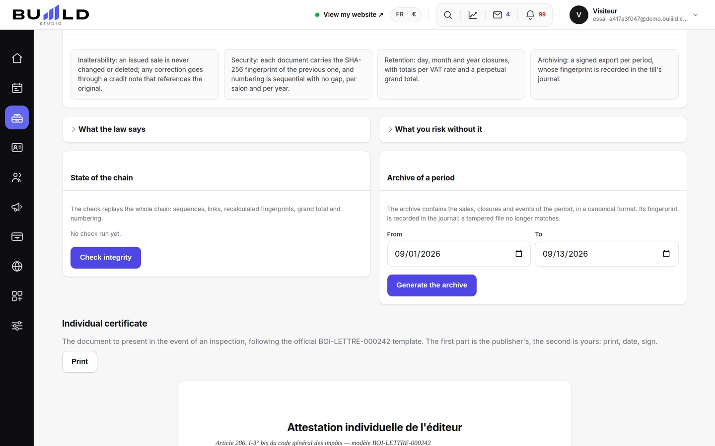 The compliance page.