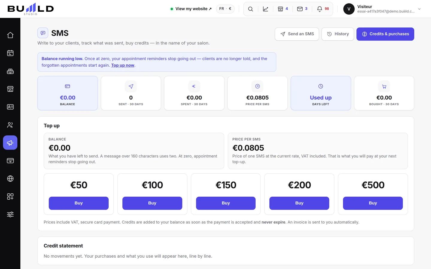 Your SMS credits.
