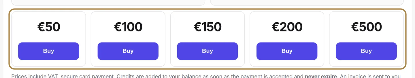 "Topping up: choose a pack, pay by card."