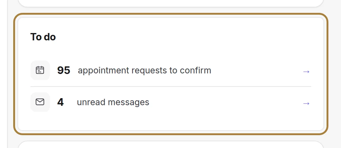 The "To do" card, when something is waiting.
