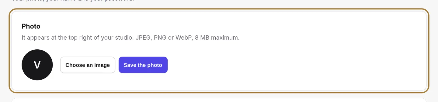 The two-factor authentication panel, in your account.