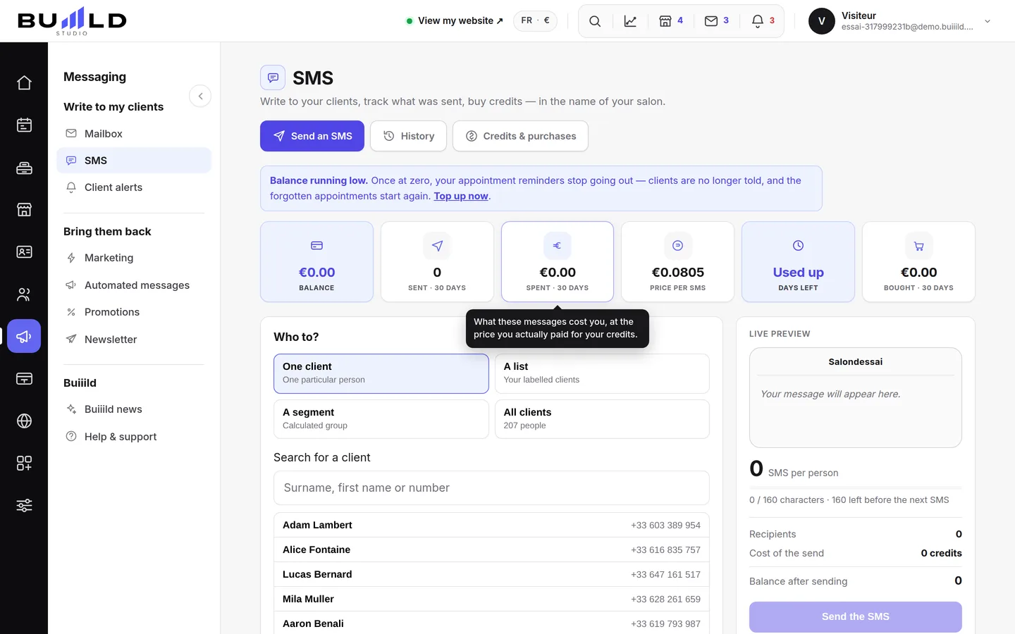 SMS and email campaigns | Buiiild.com