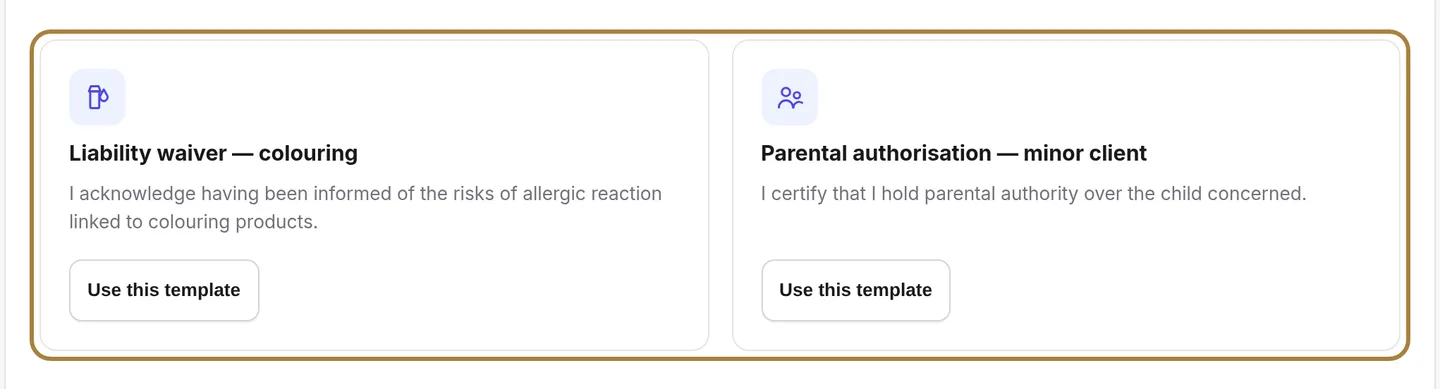Two ready-made templates: colour and minor.