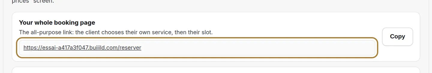 The address, as it is — and the button to copy it.
