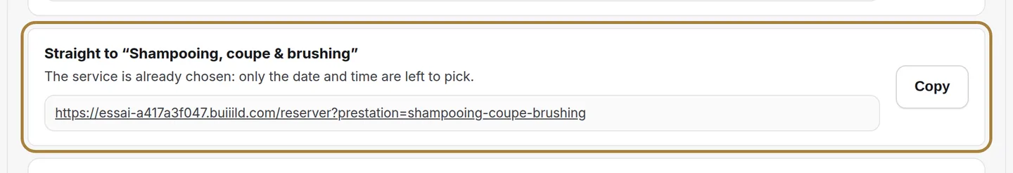 One link per service.