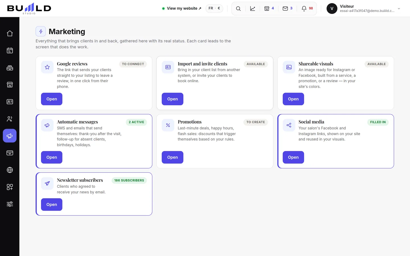 The marketing levers, on a single screen.