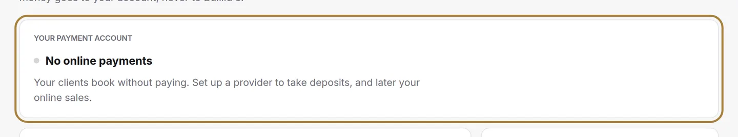 Where you stand: until this card turns green, no deposit can be taken.