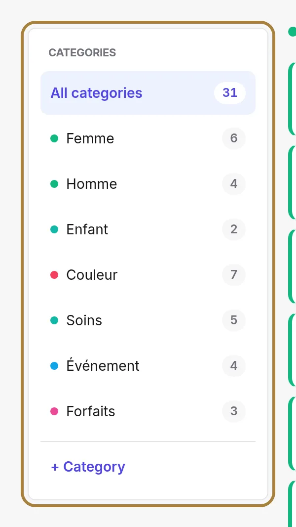 The categories.