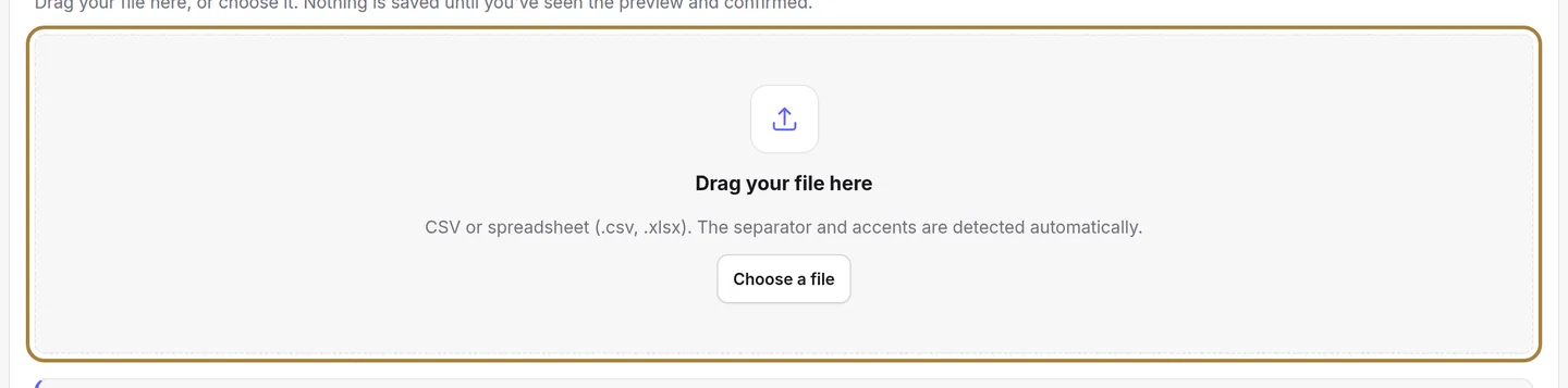 Importing a catalogue: your file, as it is.