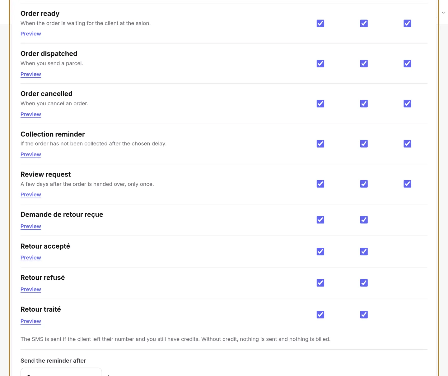 Notifying the client at every step.