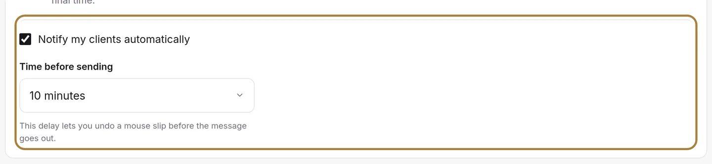 Notifying of a move: the delay before sending.